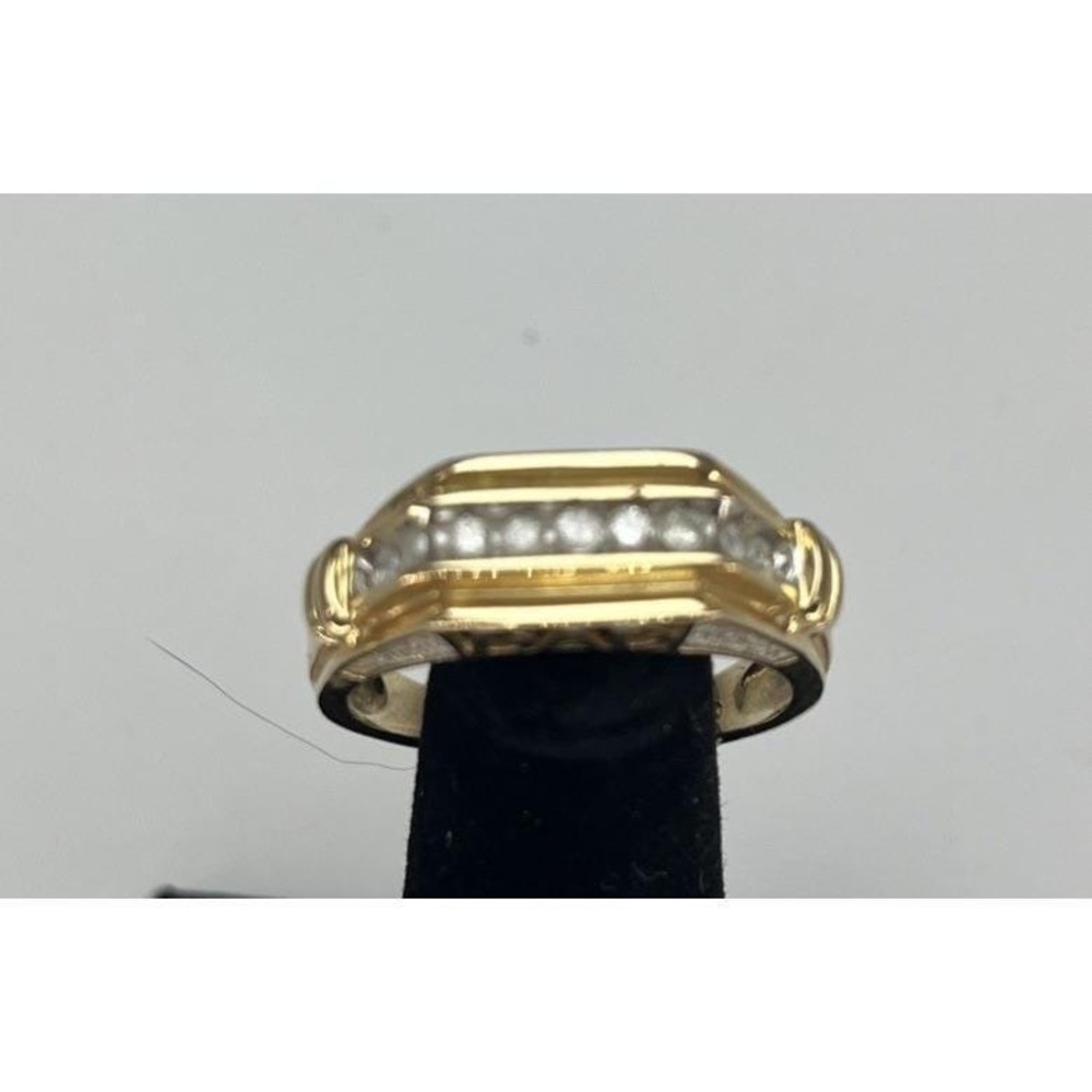 Mens Diamond Ring 10K Yellow Gold DAD Accent Size 9.5‎ Father Birthday 4 Grams - Picture 5 of 10